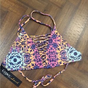 Gypsy 05 Bikini Top Floral and Paisley Small Strappy NWT